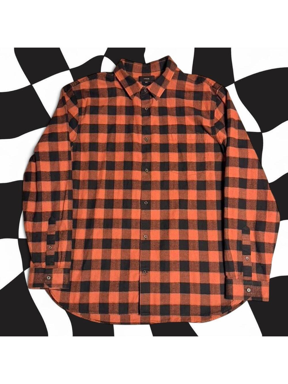 Vince orange and black flannel shirt